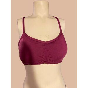 Crane Womens Sports Bra Medium Burgundy Nylon Spandex Cross Back Yoga Fitness Ac